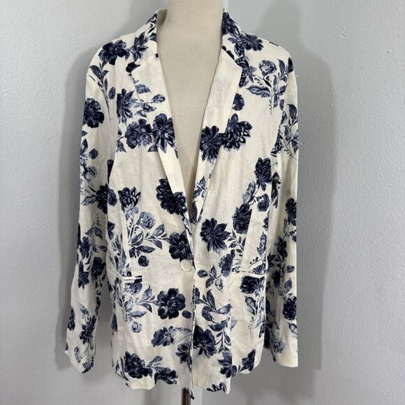 Lush Jacket Womens L Floral Linen Blend Lightweight Boho Maximalist
